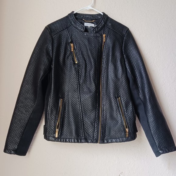 Calvin Klein black with gold zippers and snaps. - Picture 10 of 11